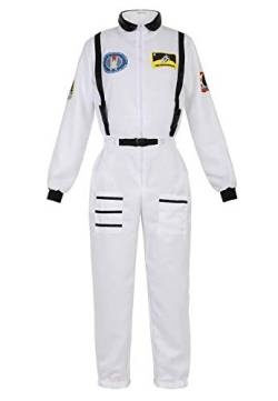 Josamogre Astronauten Kostüm Erwachsene Damen Kostüm Astronau Anzugt Weltraum Raumfahrer Cosplay Halloween Weiß XL von Josamogre