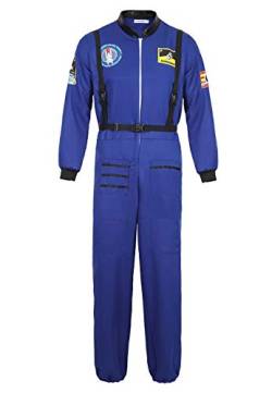 Josamogre Astronauten Kostüm Erwachsene Herren Kostüm Astronau Anzugt Weltraum Raumfahrer Halloween Cosplay Blau 3XL von Josamogre