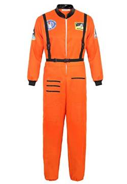 Josamogre Astronauten Kostüm Erwachsene Herren Kostüm Astronau Anzugt Weltraum Raumfahrer Halloween Cosplay Orange m von Josamogre