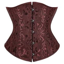 Josamogre Braun Corset Damen Korsett Top Halbbrust Corsage Unterbrust Sexy Gothic Vintage Frauen Halloween Große Größen 7XL von Josamogre