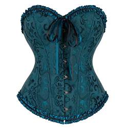 Josamogre Corsage Korsett Top Damen Vollbrust Corset Sexy Satin Burlesque Vintage Halloween Große Größen Grün L von Josamogre