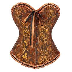 Josamogre Corsage Korsett Top Damen Vollbrust Corset Sexy Satin Corsette Burlesque Vintage Halloween Gelb M von Josamogre