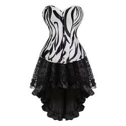 Josamogre Corset Bustier Korsett Damen Kleid Top Sexy Corsagen Drucken Graffiti Färberei Farbabstimmung Gothic Mittelalter Halloween Große Größen Streifen Zebra S von Josamogre