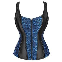 Josamogre Corset Korsett Corsage Top Damen Mit Träger Elegant Reißverschluss Vintage Sexy Blau 7XL von Josamogre