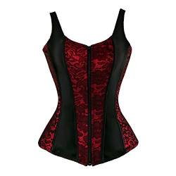 Josamogre Korsett Corsage Top Damen Corset Bustier Mit Träger Elegant Reißverschluss Burlesque Rot L von Josamogre