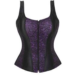 Josamogre Korsett Corsage Top Korsage Mit Träger Bustier Elegant Burlesque Spitzen Kette Halloween Violett 3XL von Josamogre