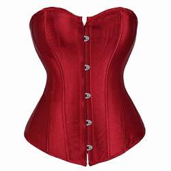 Josamogre Korsett Damen Corset Top Corsage Vollbrust Sexy Vintage Gothic Bluse Weinrot M von Josamogre