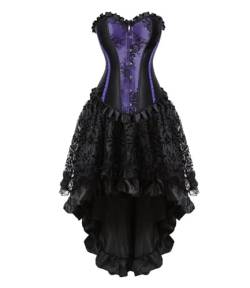 Josamogre Korsett Damen Kleid Corsage Corset Dress Corsagenkleid Korsage Schnüren GothicMittelalter Große Größen Burlesque Lila 2XL von Josamogre