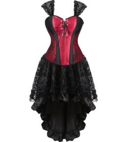 Josamogre Korsett Damen Kleid Corsage Gothic Korsage Reißverschluss SchnürenSexy Große Größen Burlesque Halloween Weinrot XS von Josamogre