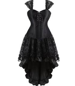 Josamogre Korsett Damen Kleid Corsage Gothic Korsagen Korsettkleid Reißverschluss SchnürenSexy Burlesque Halloween Schwarz XL von Josamogre