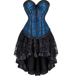 Josamogre Korsett Damen Kleid Set Corset Dress Corsage Korsage Corsagenkleid Vintage Sexy Gothic Frauen Blau S von Josamogre