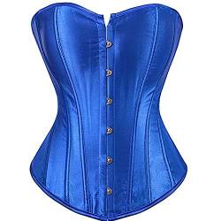 Josamogre Korsett Damen Top Vollbrust Corset Bustier Sexy Vintage Gothic Bluse Blau 4XL von Josamogre