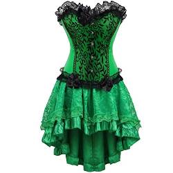 Josamogre Korsett Kleid Damen Corset Dress Corsagenkleid Rock Spitzen Gothic Retro Grün S von Josamogre