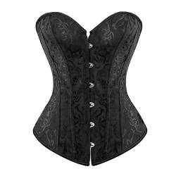 Josamogre Korsett Schwarz Korsage Damen Corset Top Sexy Vintage Satin Große Größe XS von Josamogre