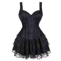 Josamogre Korsett Sexy Kleider Rock Damen Dress Korsagenkleid Corsage Vollbrust Bustier Strapshalter Reißverschluss Burlesque Schwarz 3XL von Josamogre