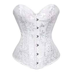 Josamogre Korsett Top Damen Corset Sexy Oberteil Corsage Vintage Elegant Weiß S von Josamogre