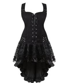 Josamogre Wikinger Kleid Korsettung Damen Pirat Kostüm Renaissance Weste Bluse Set Mittelalter Kleid Korsett Gothic Steampunk Cosplay Top Schnürung Oktoberfest Schwarz Weiß M von Josamogre