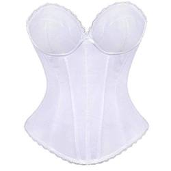 Josamogre bustier vollbrust korsett corsage push up braut sexyfasching mittelalter lingerie Weiß m von Josamogre