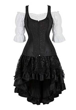 Josamogre korsett Corsagenkleid corsage korsage rock kleid Shirt 3 teilig damen vollbrust bustier sexy gothic schwarz 6XL von Josamogre