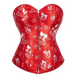 Josamogre korsett Damen Weihnachts Alter Mann KostümWeihnachtskostüm Weihnachtsdruck Corsage Bustier Korsagen Top Samt Längerie Große Größe Rot L von Josamogre