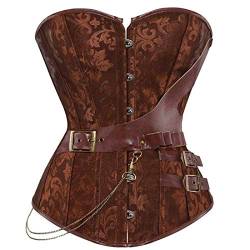 Josamogre steampunk Corsage Korsett Gothic Bustier Leder Kunstleder überGrößen Burlesque piraten halloween top Braun 2XL von Josamogre