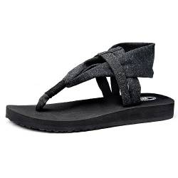 Josaywin Sandalen Damen Flip Flops Frauen Sandalen Zehentrenner Sandalette Sommer Flache Sandale Schwarz 43 EU von Josaywin