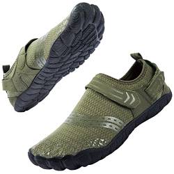 Josaywin Wasserschuhe Herren Schnell Trocknend Barfußschuhe Zehenschuhe rutschfeste Surfschuhe Schwimmschuhe, Armeegrün,42 von Josaywin