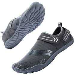 Josaywin Wasserschuhe Herren Schnell Trocknend Barfußschuhe Zehenschuhe rutschfeste Surfschuhe Schwimmschuhe, Dunkelgrau,48 von Josaywin