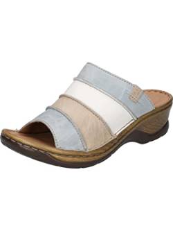 Josef Seibel Damen Pantoletten Catalonia 64, Frauen Slipper,Weite G (Normal),Wedge-Sohle,Schlupfschuhe,Slides,Blau (SkyBlue-Multi),37 EU von Josef Seibel