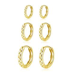 Josfeva Creolen Silber 925 Ohrringe, 925 Sterling Silber Gold Damen Creolen Ohrringe Set, 3 Paare Klein Schlafen Creolen Ohrring Set, Silber Unisex Creolen Kreolen Ohrringe Set in 10, 12, 14mm von Josfeva