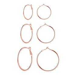 Josfeva Creolen Silber 925 Set, 925 Sterling Silber Creolen Ohrringe Groß, 40/50 / 60mm Damen Creolen Rosegold, Endless Huggie Rund Kreolen, Klapp-Creolen Ohrhänger Ohrringe für Frauen Mädchen von Josfeva