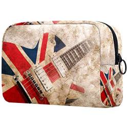 Grunge Make-up-Tasche mit britischer Pop-Gitarre, leicht, tragbar, Kosmetiktasche für Damen, Reiseaufbewahrung, Kulturbeutel, Organizer, Outdoor, für Mädchen und Damen von Josidd