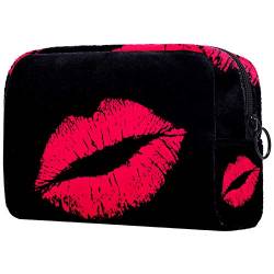 Kleine Make-up-Tasche mit rotem Lippenkuss, Reise-Kulturbeutel, tragbare Kosmetiktasche für Damen, Mädchen, Geschenke, tägliche Aufbewahrung, Organizer von Josidd