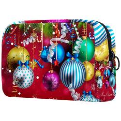 Kleine Make-up-Tasche mit weihnachtlichem Hintergrund, Reise-Kulturbeutel, tragbare Kosmetiktasche für Damen, Mädchen, Geschenke, tägliche Aufbewahrung, Organizer von Josidd