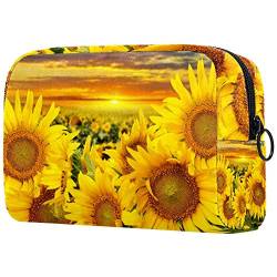 Kosmetiktasche mit Sonnenblumen-Motiv, leicht, tragbar, für Damen, Reiseaufbewahrung, Kulturbeutel, Organizer, Outdoor, für Mädchen und Damen von Josidd