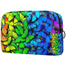 Make-up-Tasche, Regenbogen-Schmetterlinge, leicht, tragbar, Kosmetiktasche für Damen, Reiseaufbewahrung, Kulturbeutel, Organizer, Outdoor, für Mädchen und Damen von Josidd