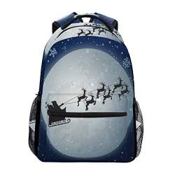 Modischer Laptop-Rucksack für Männer und Frauen, Frohe Weihnachten, Weihnachtsmann und Rentier, Reise-Schulter-Rucksack, Wandertasche, Rucksack, Büchertasche für Studenten, Bunt 11, Einheitsgröße, von Josidd