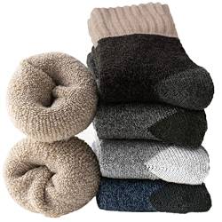 Josnown Thermosocken Herren, 5 Paar Dicke Frotteesohle Winter Warme Socken, Anti Schweiß, Thermo Effekt, Atmungsaktives Wollsocken, Größe 37-44 von Josnown