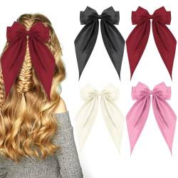 4 Stück Haarspangen Schleife Frauen, großer Schleife Haarspange Haarschmuck mit Schleife Satin Haarschleifen für Frauen Damen und Mädchen von Jostift