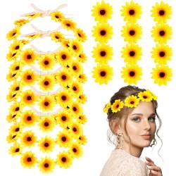 Jostift Blumen Haarband Damen Mädchen,6 Stück Sonnenblumen Stirnband Sonnenblumen Haarband mit 12 Stück Sonnenblumen Haarspangen Blumen Sonnenblumen Haarschmuck für Karneval Copslay Party von Jostift
