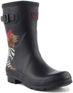 Joules Damen Molly Welly Gummistiefel, Navy Sausage Dog, 36 EU von Joules