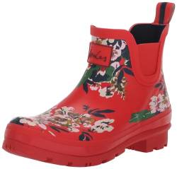 Joules Damen Wellibob Gummistiefel, Rot Blumenmuster, 43 EU Weit von Joules