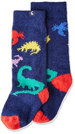 Joules Jungen Fleece Socks, Breathable and Super Soft Fluffy-Navy All Over Dino, M von Joules