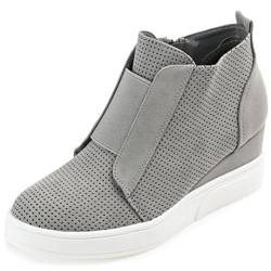 Journee Collection Clara Damen-Sneaker, Keilabsatz, Grau (grau), 38 EU von Journee Collection