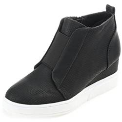 Journee Collection Clara Damen Sneaker mit Keilabsatz, schwarz, 36 EU von Journee Collection