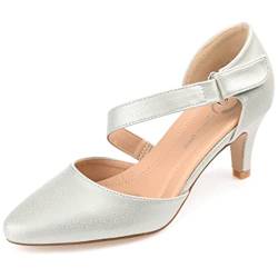 Journee Collection Tillis Damen-Pumps mit spitzem Zehenbereich und Crossover-Riemen und Tru Comfort Schaumstoff-Einlegesohle, silber, 37 EU von Journee Collection