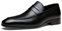 Jouesn Herren-Anzugschuhe, Premium-Leder, Penny-Slipper für Herren, Slipper, formelle Anzug-Loafers für Männer, 9030A - Schwarz, 42 EU von Jousen