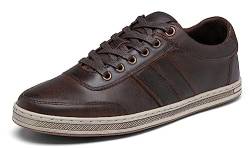 Jousen Herren Leder Mode Sneakers Retro Kleid Business Casual Schuhe für Männer, Amy5121-dunkelbraun, 44 EU von Jousen