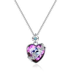 Jovivi Bunt Kristall Glas Herz Anhänger Kette Mom Pendant Halskette Charm-Anhänger Muttertag Geschenk für Mama Mutter von Jovivi