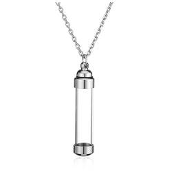 Jovivi Edelstahl Asche Schmuck Memorial Urne Acryl Flasche Anhänger Öffnen Kette Kapsel Pendant Halskette für Gedenk von Jovivi